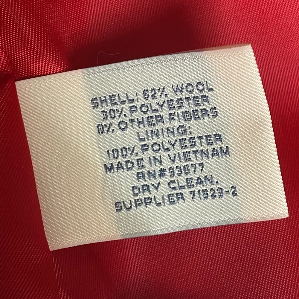 St. Johns Bay Red Wool Coat- front pockets- interior lining pocket- size Large - Picture 7 of 16